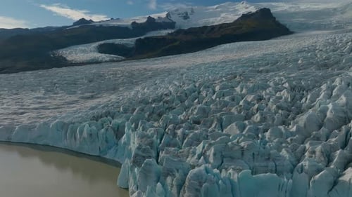 Aerial view of Svinafellsjokull Glacier, Austurland, Iceland.