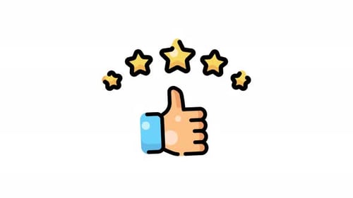 Animated Thumbs Up with Five Stars Rating Icon