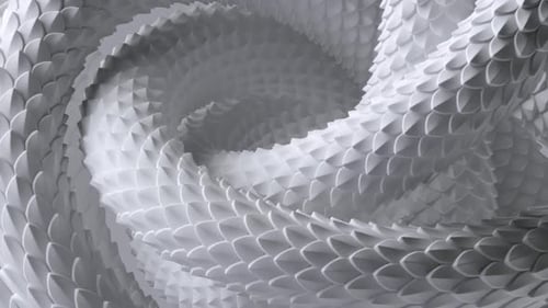 Fond blanc abstrait d'un serpent albinos noué se déplaçant sans fin