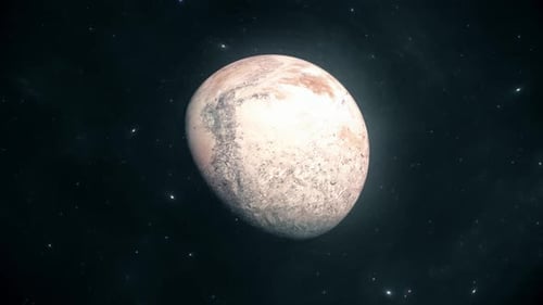 Dwarf Planet Pluto Rotating with Moon Charon in Outer Space