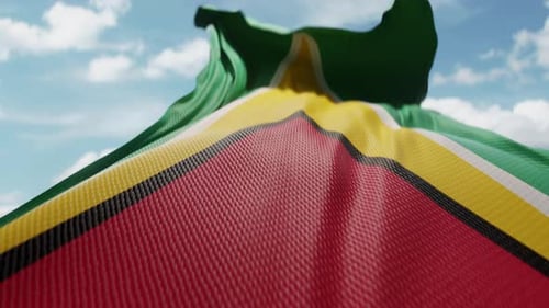 Realistic Waving Flag of Guyana in Bright Sky