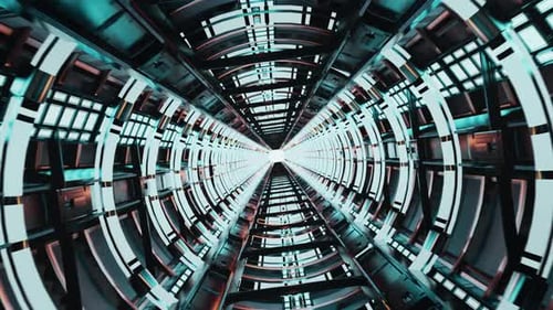 Futuristic Abstract Tunnel with Glowing Sci-Fi Light Loop