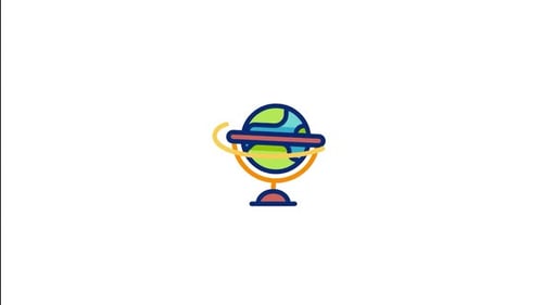 Flat Design World Globe Rotation Animation