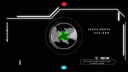 Hud, futuristisches Weltkartenziel mit digitalem Display