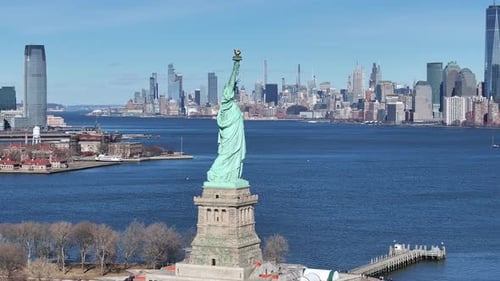 Liberty Statue At Manhattan In New York United States.