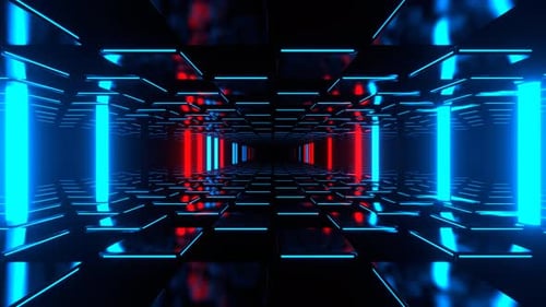 Red And Blue Abstract Strobe Wave Corridor Background Vj Loop In 4K