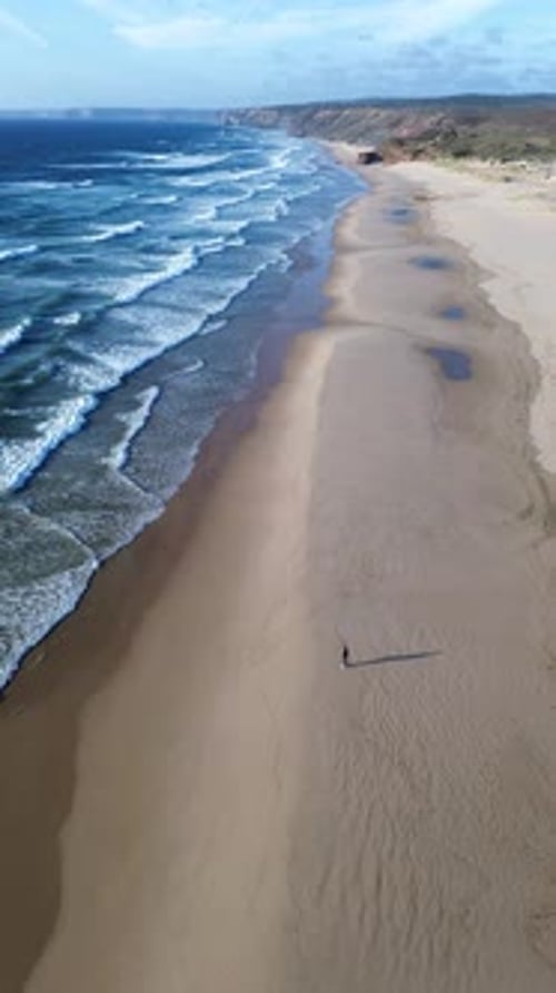 Homme seul debout sur une plage sauvage