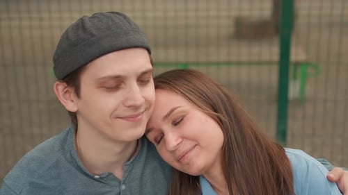 Peaceful Natural Environment with Tender Couple Enjoying Together Tranquil Outdoor Area Where Loving