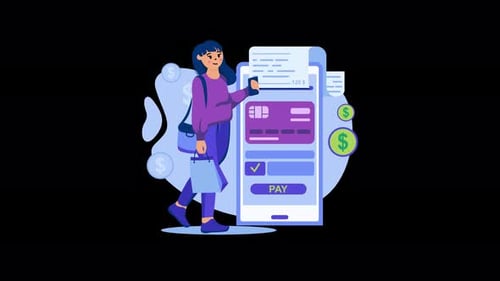 Online Payment Transaction Animation with Flat Design Character