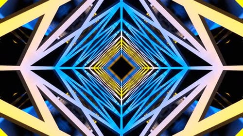 Yellow And Blue Futuristic Abstract Tunnel Background Vj Loop In 4K