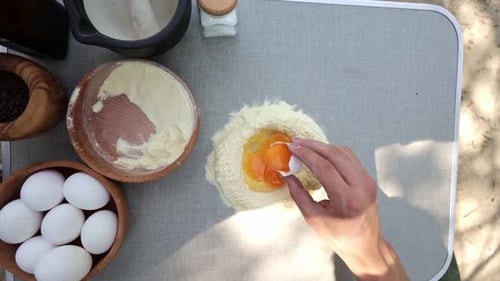 Preparing Ingredients to Make Fresh Pasta Dough