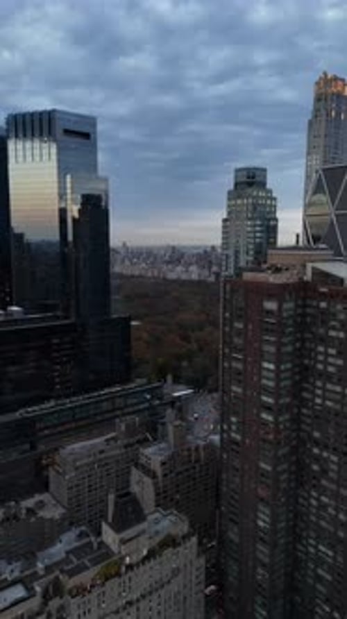 Aerial video over New York City at night, USA