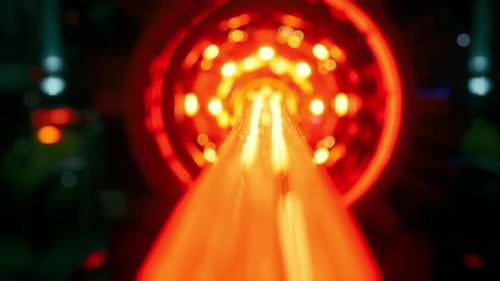 Futuristic Fusion Reactor Core with Glowing Energy Beam and Advanced Particle Accelerator