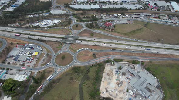 Aerial View Of Pacific Motorway And Roundabouts In Yatala, Suburb In ...