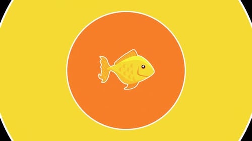 Cartoon fish Animal Transition with alpha channel. 4K