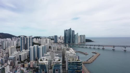 Aerial View Busan Skyscrapers and Gwangan Bridge, South Korea