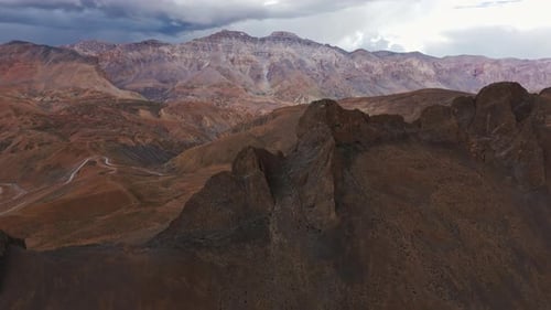 Rocky Mountain Ridge in Arid Terrain Drone View