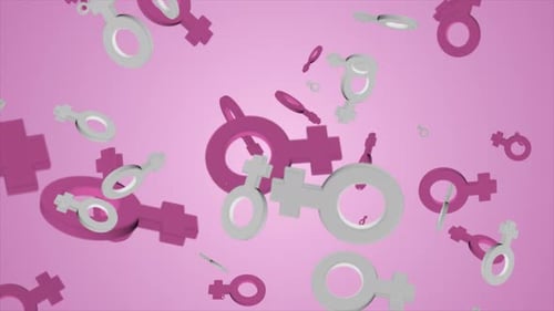 Female Gender Symbols Falling Background Loop