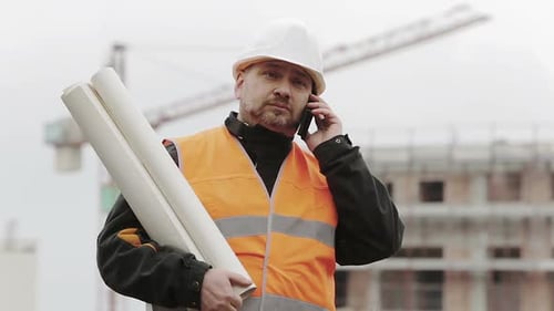 Construction engineer at the construction site