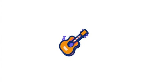 Animated Flat Design Guitar Icon