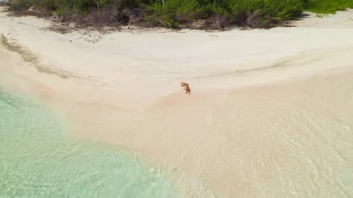Woman Tanning on Sand Beach Wild Tropical Island
