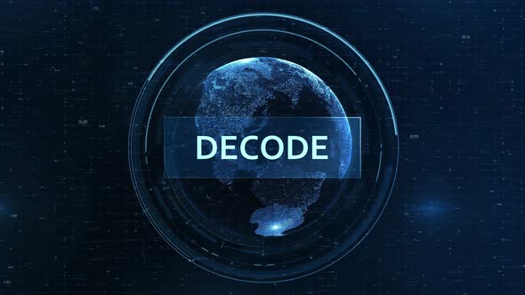 Animated Decode Text Over Digital World Map – Cyber Tech HUD Reveal ...