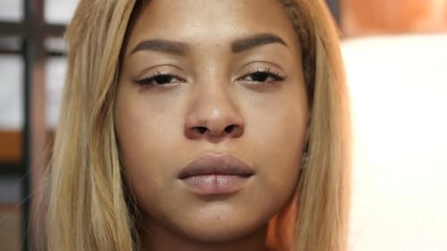 Close Up Of Serious Black Girl Face