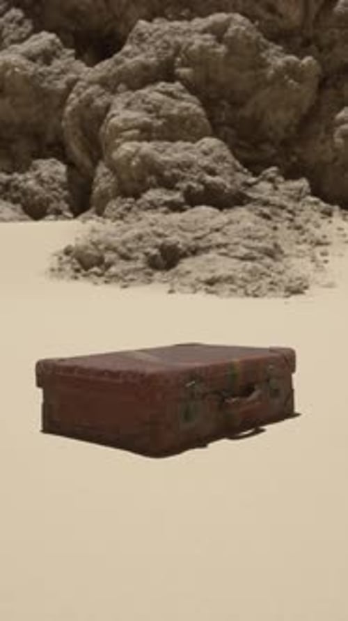 A Piece of Luggage Sitting in the Middle of a Desert