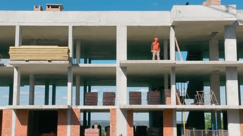 Aerial View of the Construction of a Monolithic Multistory Building