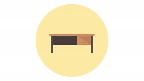 Animated Flat Design Office Desk Icon