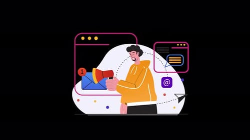 Joven con megáfono que promueve mensajes en un estilo digital