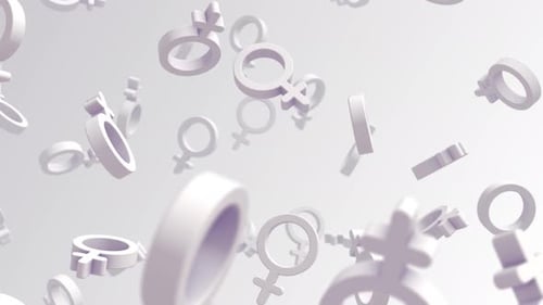 Floating 3D Female Gender Symbols Background Animation
