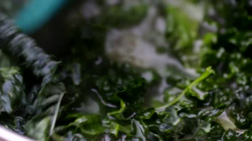 Kale soup cooking. Stirring healthy green vegetabe soups. healthy meal prep cook. Wholefoods and veg