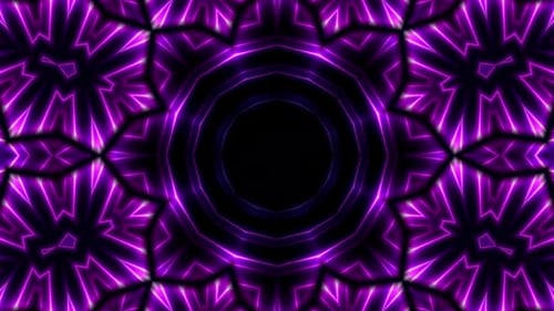 Abstract Glowing Purple Geometric Kaleidoscope Loop Background