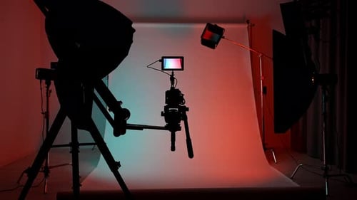 Professional Studio for Photo Video Production Filming with Modern Lighting Equipment Large