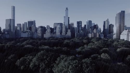 Cinematic Aerial View of Modern Urban City Buildings