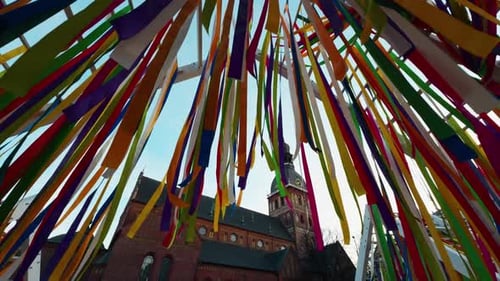 Vibrant and Colorful Festival Decoration Adorned with Ribbons in Stunning for Every Celebratory
