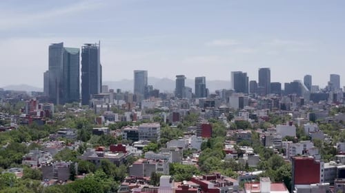 Mexico City Skyline drone shot