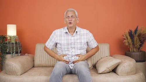 Man with stomachache.