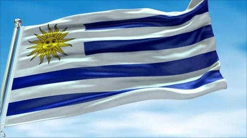 Uruguay National Flag Waving Loop Animation