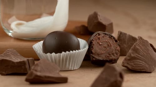 Milk Chocolate Truffle with Milk Pouring in . with Phantom
