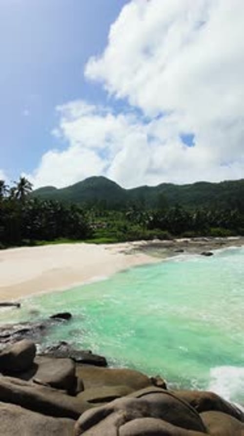 Tropical Beach with Turquoise Water and Palm Trees Seychelles Mahe
