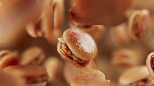 Loop-Animation einer Gruppe von Burgern. Defokus. Nahaufnahme
.