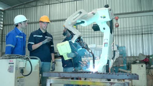 Engineering team testing and demonstrating operation control