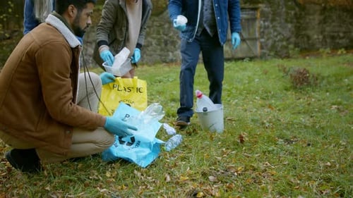 Diverse Group of Volunteers Cleaning Up Forest From Waste, Community Service Concept Activist