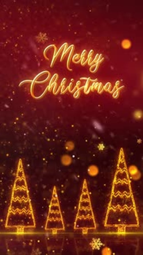 Glowing Merry Christmas Text and Festive Tree Animation