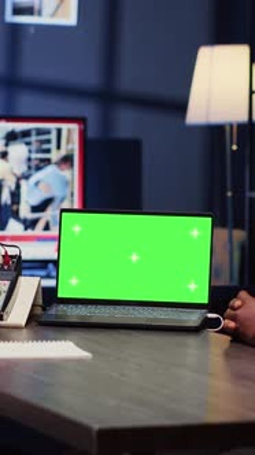 Vertical Video Chroma Key Notebook Used By Host to Check Gathered Donations From Fans