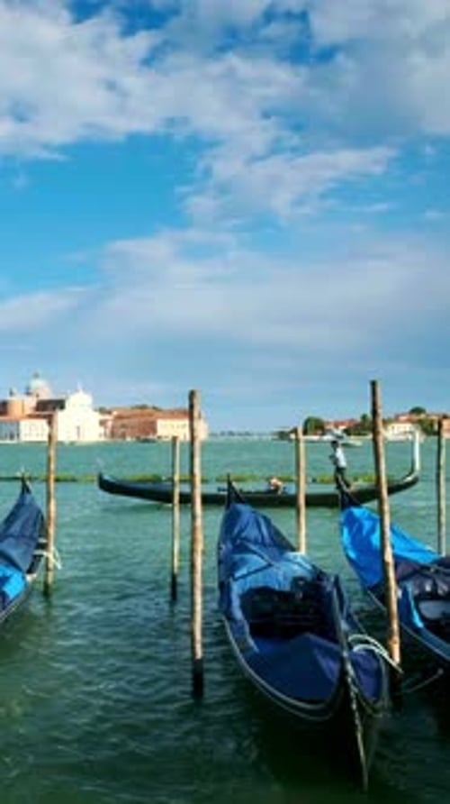 Gondolas in Lagoon of Venice Italy