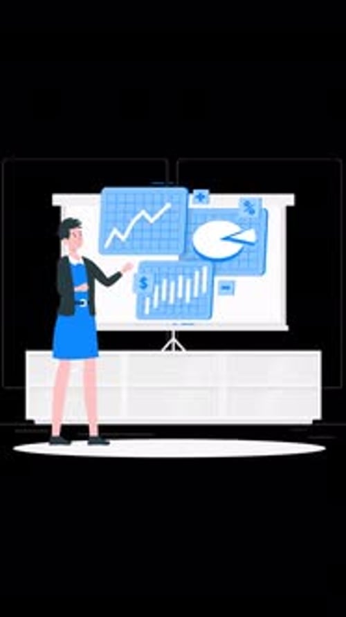 Office Worker Showing Business Presentation To His Boss Vertical Alpha Channel