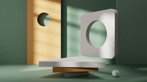 Modern Minimalist 3D Stage with Geometric Shapes